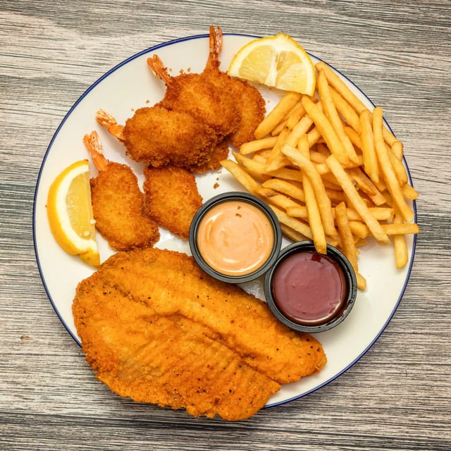 29. Combo Sea Food- 1 Pc Fish, 6 Pcs Jumbo Shrimp with Fries.