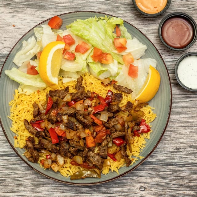 2. Lamb Gyro Over Rice.